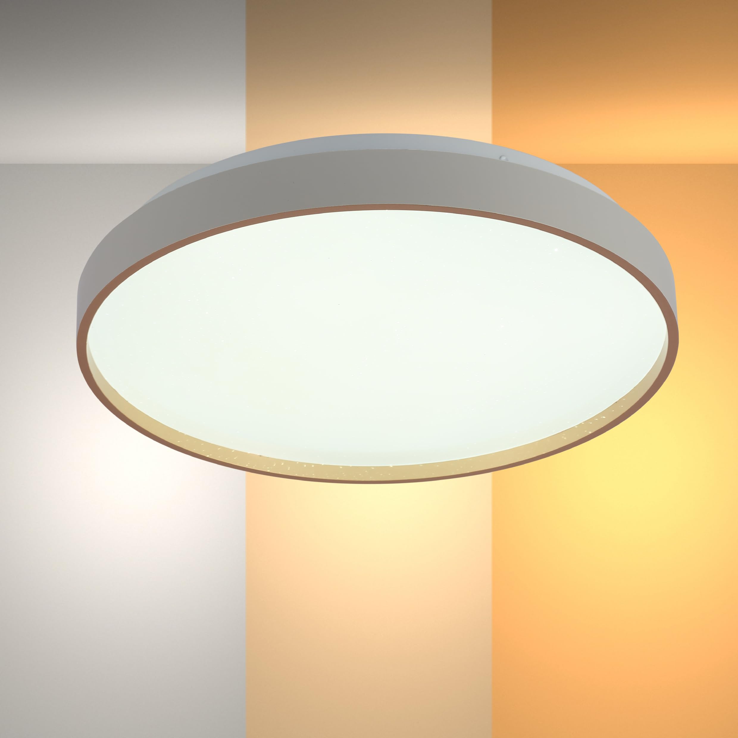 Tekled White Myhome Elegant Contemporary Flush Mount Led Ceiling Light | Dimmable Ceiling Light With Remote Control | 3000-6000K Tuneable | For Living Rooms Offices Hallways | (Built-In Led)