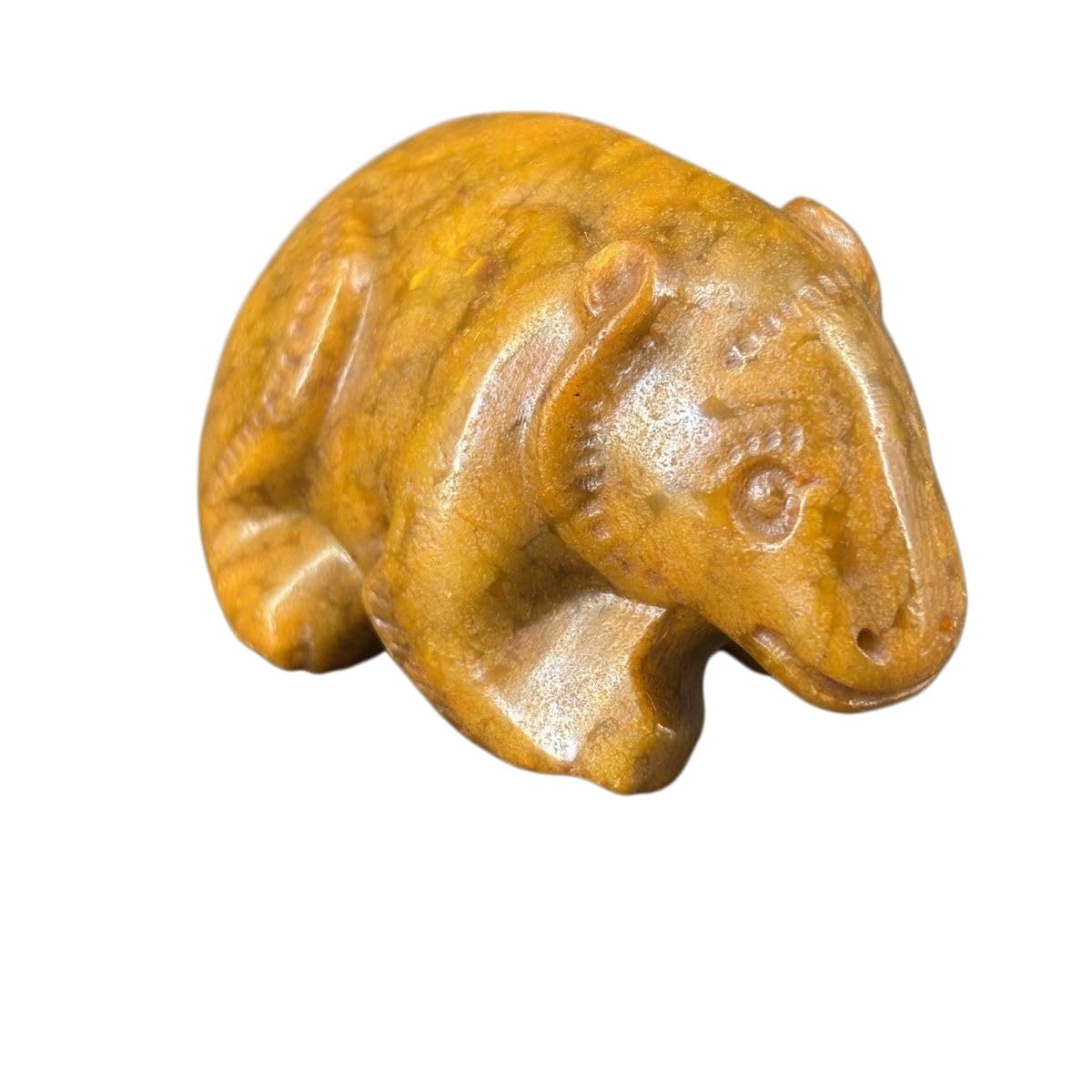 Huolimxun Antique Style Jade Bear Figurine, Feng Shui Protective Beast Pendant, Vintage Hand-Carved Jade Collectible