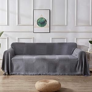 RHF Sofa Cover, Couch Cover, Couch Covers for 3 Cushion Couch, Sectional Couch Covers, Sofa Covers for Living Room, Couch Covers for Dogs, Couch Protector(Large:Dark Grey)