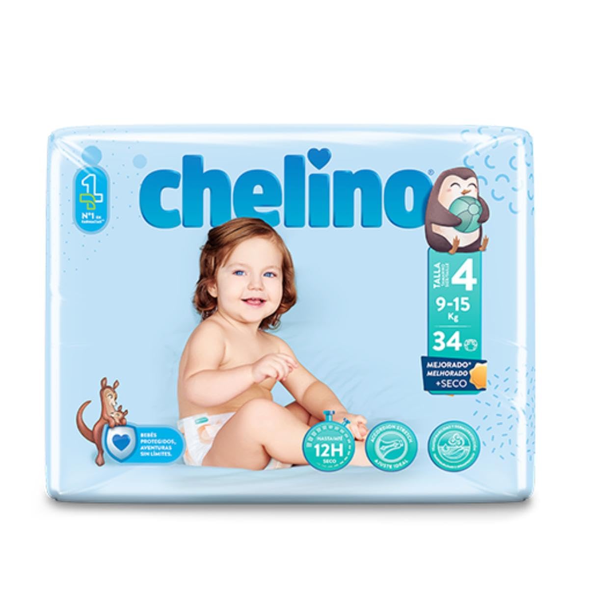 Chelino Pieluchy dziecięce rozmiar 4 Craczkowanie (9-15 kg), 204 pieluchy