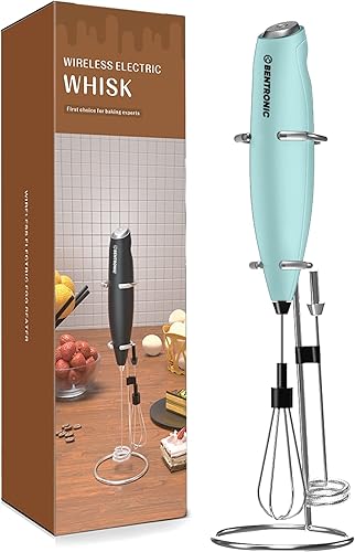 Espumador de leche de doble batidor Batidora eléctrica de mano, batidor de huevos, máquina de espuma para café, café con leche y capuchino, batidor