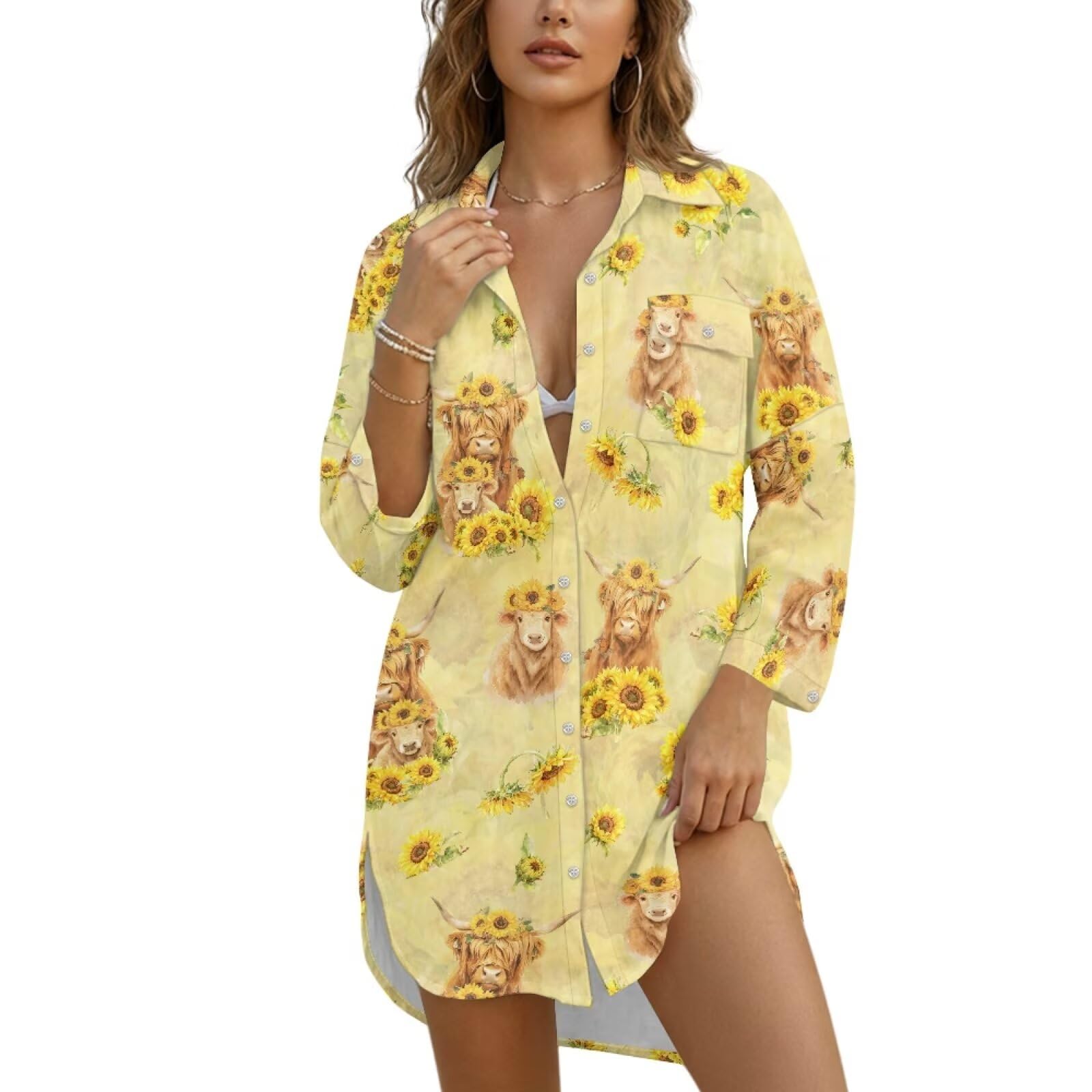 Pareo de playa para mujer, con botones, vestido de playa, camisa, salida de baño, salida de baño para el verano