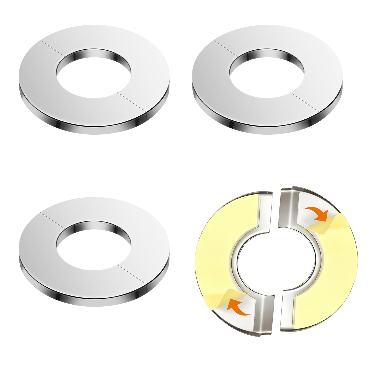 Set di 4 Coperture per Tubo, Flangia a Rosetta Autoadesiva in Acciaio Inossidabile, Coperture Decorative per Fori a Parete (Diametro 28 mm)