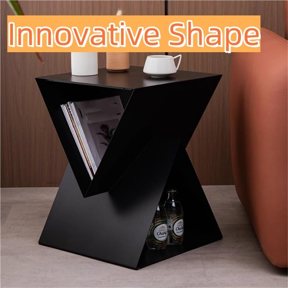 Creative Storage Side Table, Metal Coffee Table, Modern Bedside Table, Fashionable Sofa Side Table, Suitable for Living Room, Bedroom, Balcony(White)