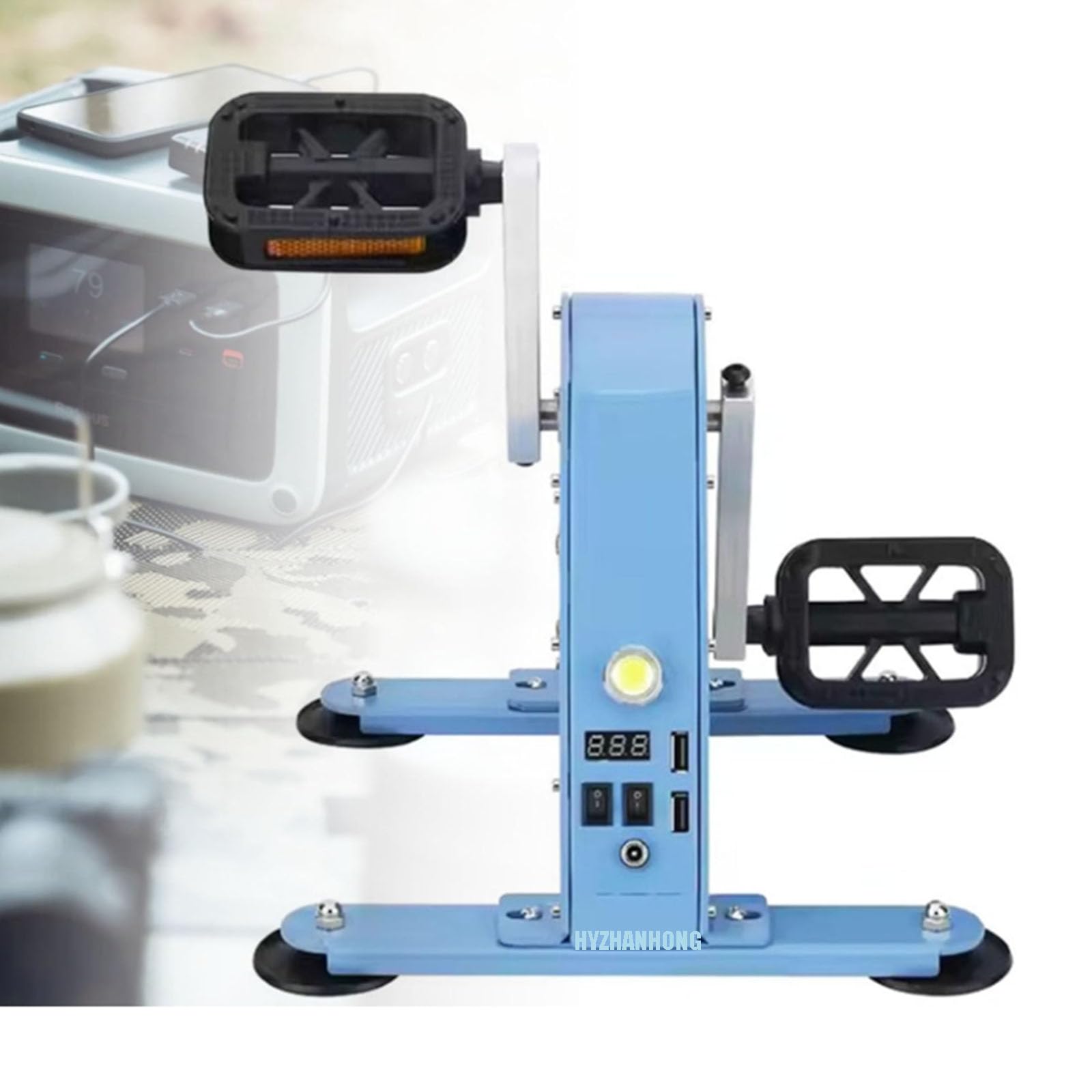 Generatore a manovella, generatore di corrente a pedale da 100 W con doppia uscita USB e display digitale per alimentazione di emergenza esterna