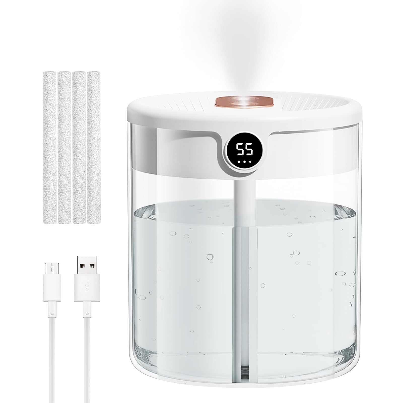Humidificateur plante et chambre blanc de 2L pour un sommeil apaisé de 20H