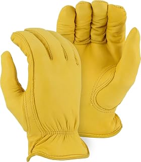 Majestic Winter Lined Deerskin Leather Drivers Glove, X-Large, Gold, 100 gram Thinsulate Lining, Shirred Elastic Back & Rolled Leather Hem, Hand Protection | 1542T (12 Pair)
