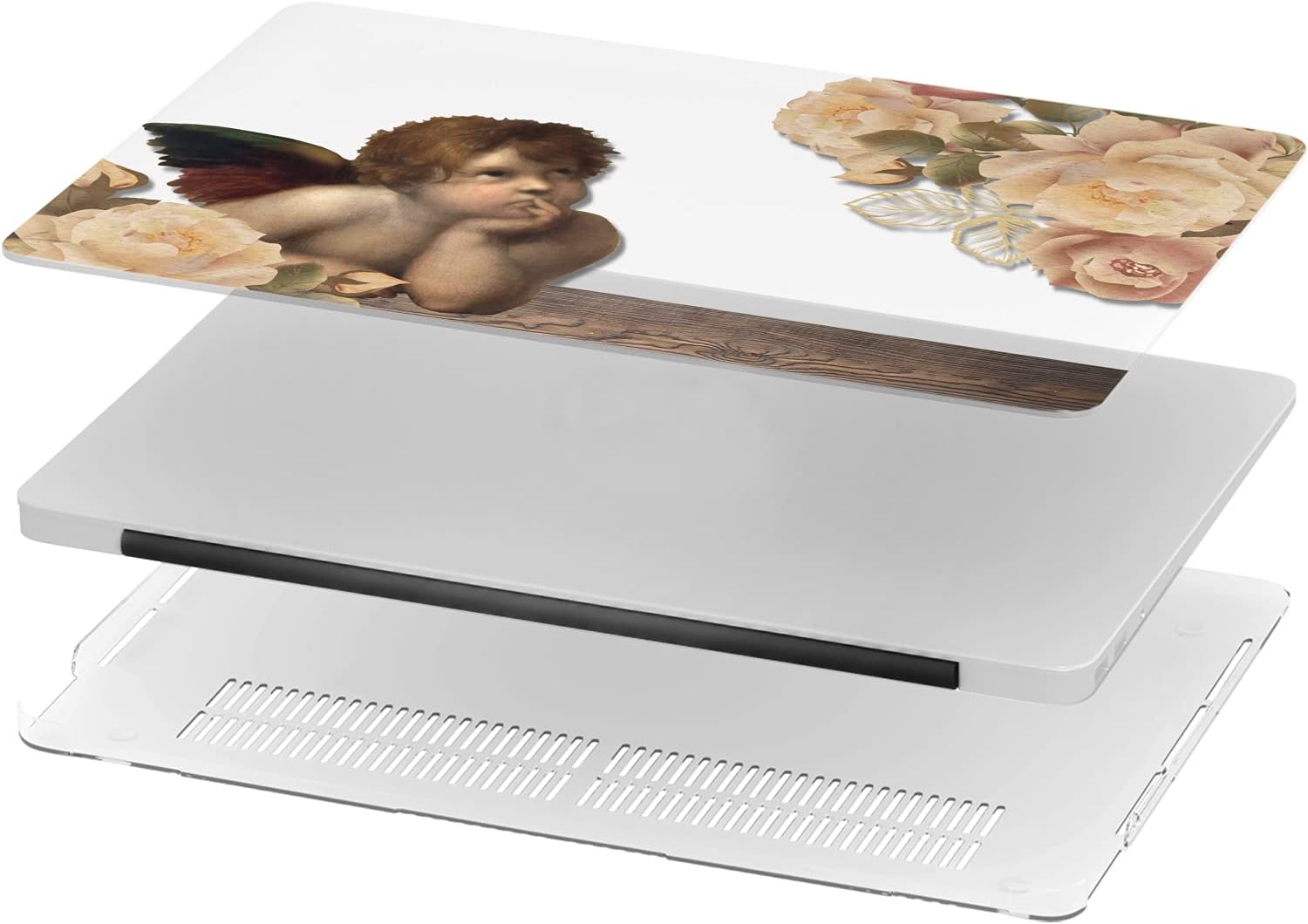 Mertak Hard Case Compatible with MacBook Pro 16 14 Air 15 13 inch M3 M2 M1 Mac 2024 2023 2022 2018 Raphael Print Roses Girl Shell Cover Plastic Protective Angel Sistine Madonna Laptop Art