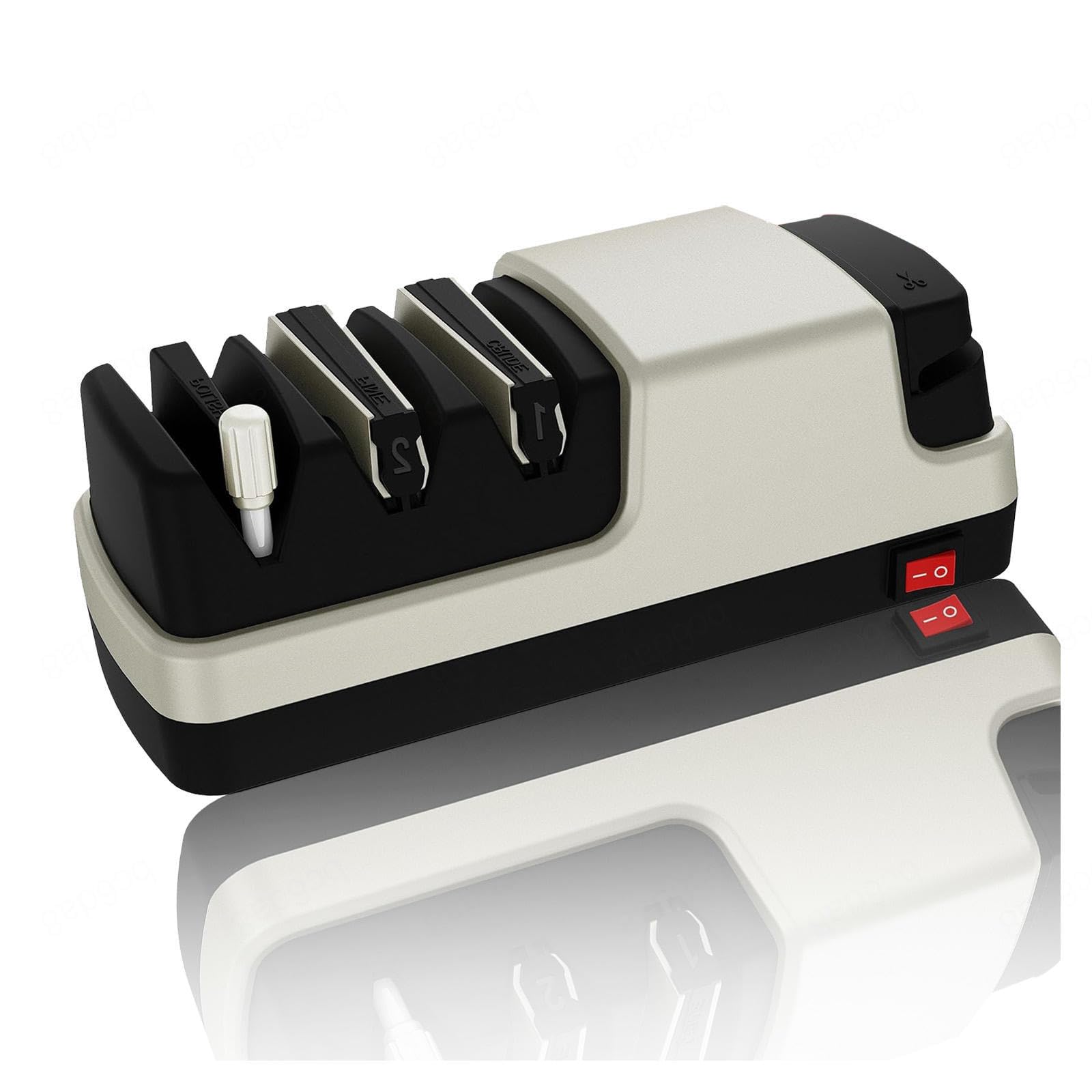 Affilacoltelli Elettrico, 4 in 1 Arrota Coltelli, Con Abrasivi Diamantati Al 100% E Guide Angolari Di Precisione Arrota Coltelli Professionale,Silver