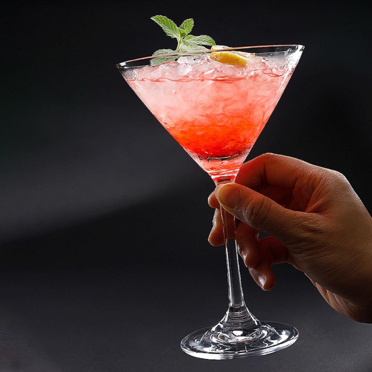 Kichvoe 2 Stück Bicchieri da Cocktail Martini in Vetro Trasparente | Calici da Bere Gambe Lunghe, Coppette per Bar e Bevande Rosse, Adatti per Serate e Degustazioni