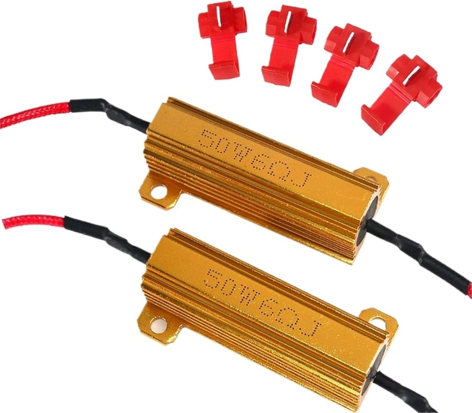 2PCS 25W 50w 6ohm 8ohm 50ohm Load Resistor LED Flash Rate Turn Signals Light Indicator Controllers, for Car Lamp(50W 8Ohm)