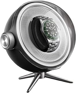 Single Watch Winder for Automatic Watches with Silent Motor,Dual Rotation Programs, Anti-Magnetic System, Silent Operation, Auto-On/Off Lid, Plug-in & Rechargeable Design