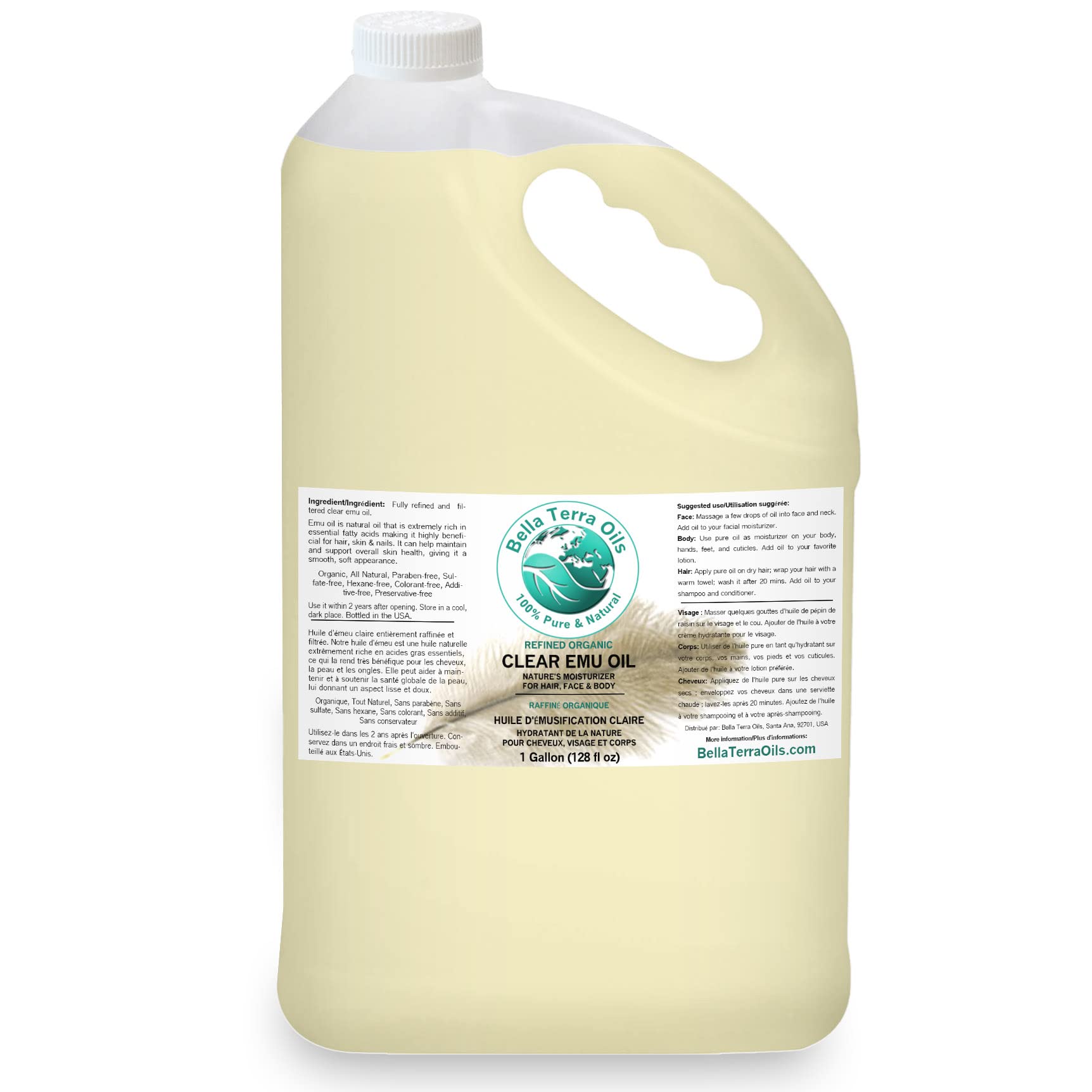 Versatile Clear Emu Oil for Hair by Bella Terra Oils – 128 Fl Oz (Pack of 1)