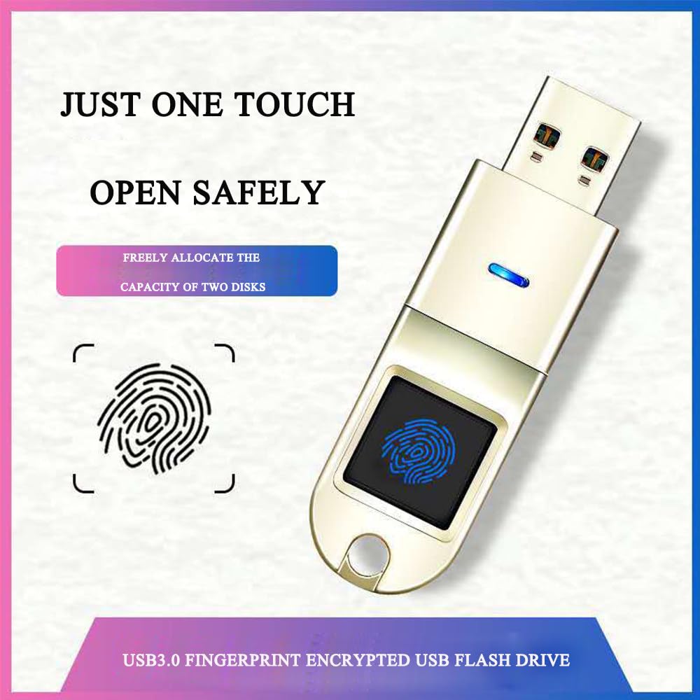 Unità flash USB con sblocco delle impronte digitali, Usb3.0, archiviazione crittografata partizione Android/PC, compatibilità multi-interfaccia, identificazione accurata, argento+64g