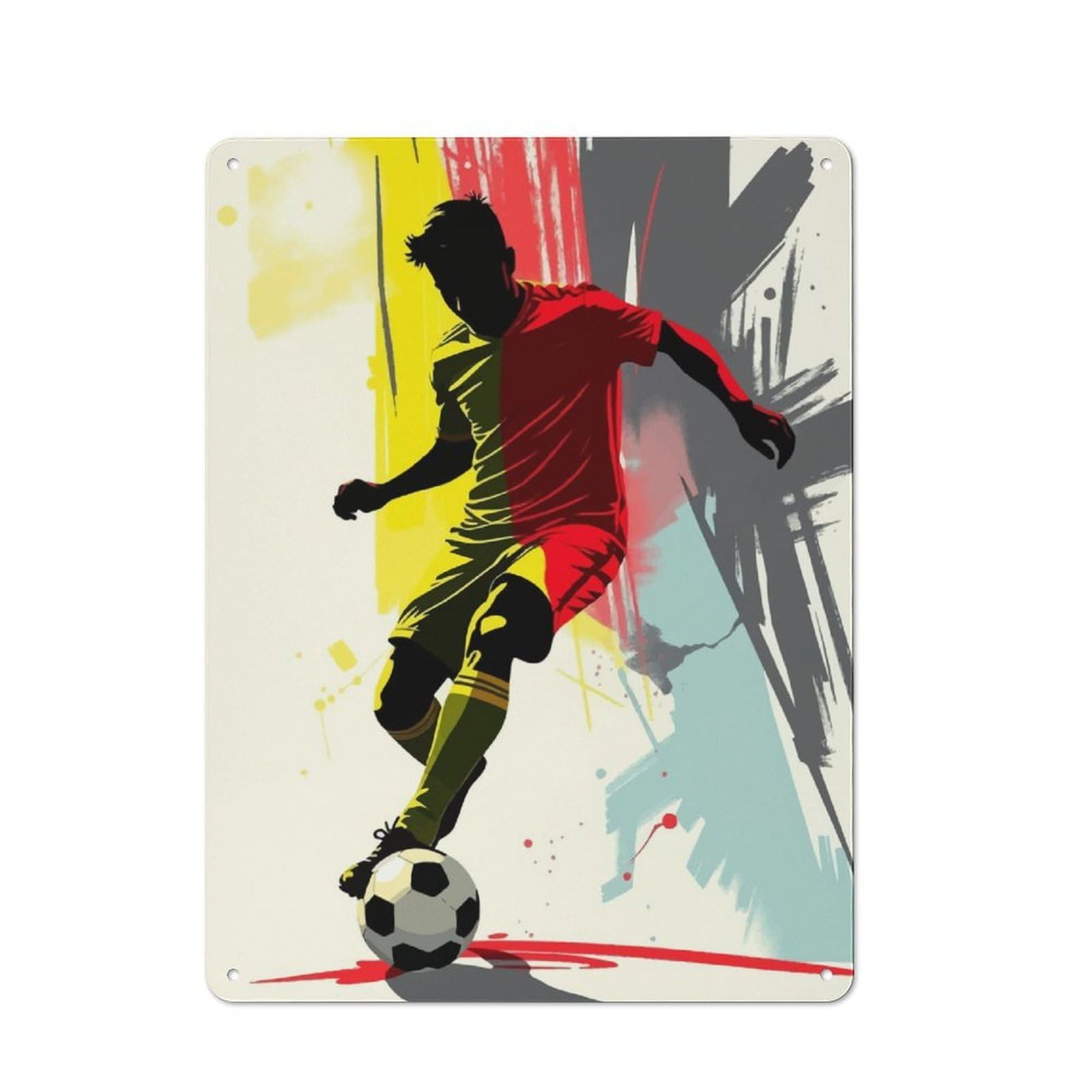 Junmoney Belgium Soccer Player Silhouette Metal Sign 40X30cm With For Pub Or Café, Retro Decor, For Cooler-Month Interiors With Retro Character