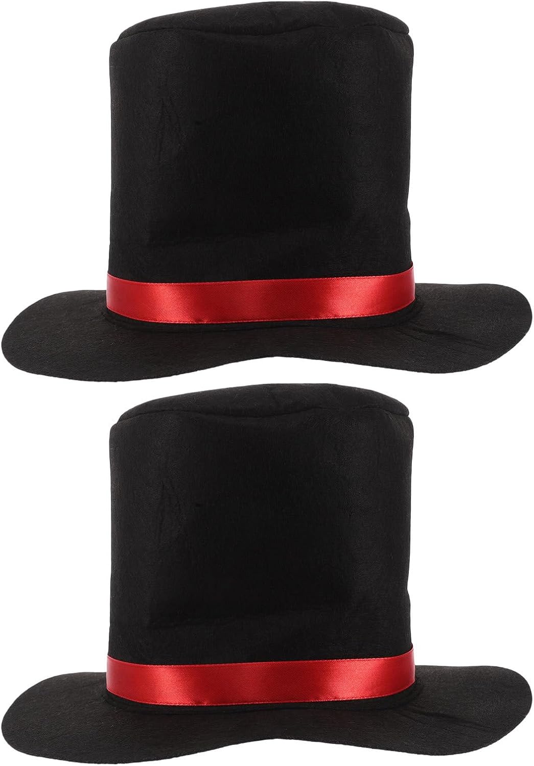 VOSAREA 2pcs Christmas Snowman Top Hat: Black High Top Hat Gentleman Cap for Adults - Holiday Costume for Xmas Party, Victorian Magician, Stage, Dress Up