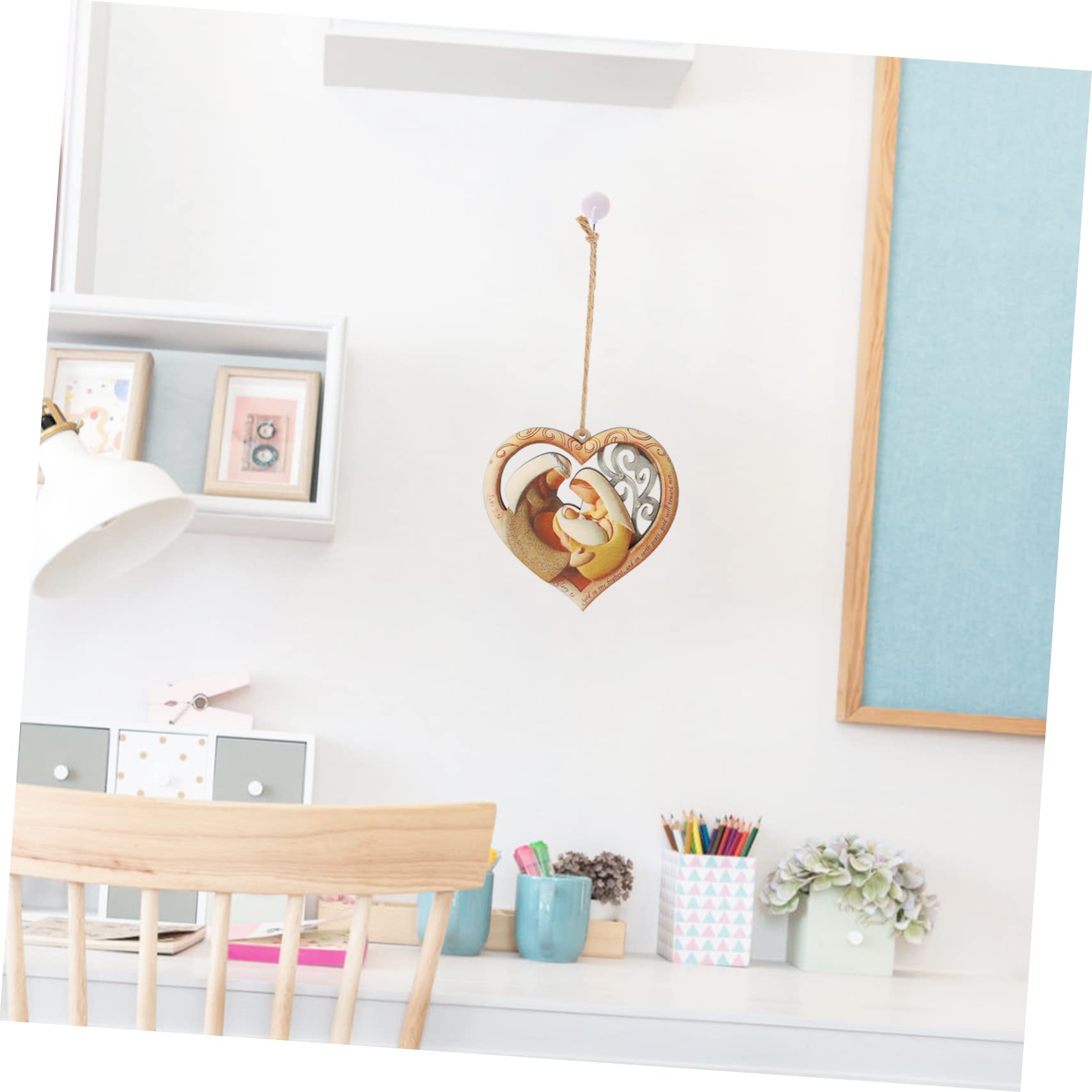 SOIMISS 3stücke Holz-Herz Deko-hänger Mit Familienmotiven Wanddeko Aus Holz Liebevolles Herz-Design Für Hochzeiten Partys Und Tägliche Dekorationen Vielseitig Einsetzbar Und Stilvoll