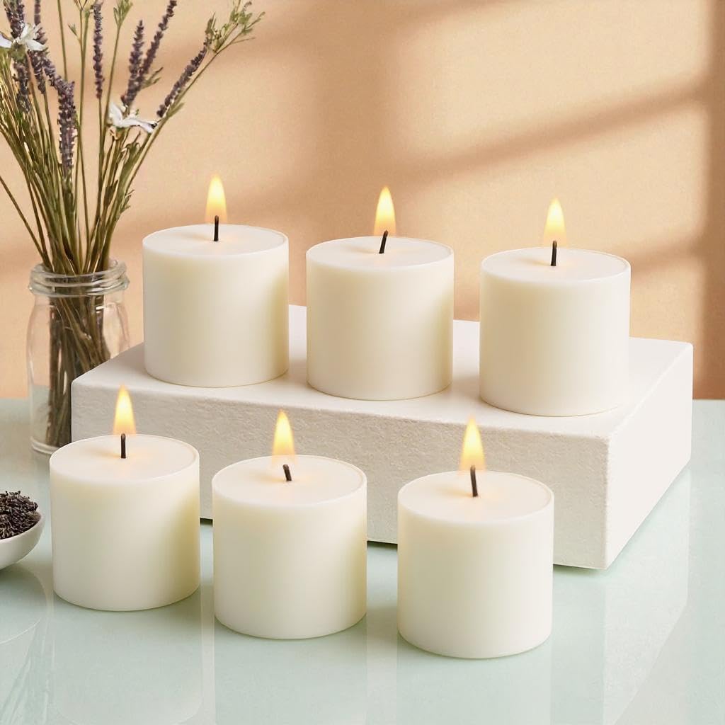 AuraDecor Pillar Candle | Size 2x2 Inch | Unscented, Smokeless, Dripless Pillar Candle | 12 Hours Burning Time | White Candle | Home Decor | Spa Candle (Pack of 6) (White)-image-12