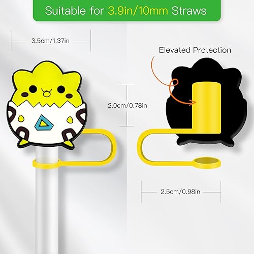 Miniatura 2 de 8 fundas de popote de anime para taza, 0.394 in, cubierta de silicona para popote para vaso, accesorios