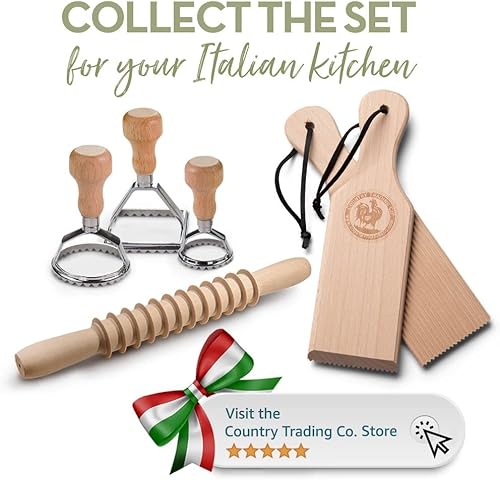 Miniatura 5 de Cortador de pasta de madera Pappardelle Pasta Maker Rodillo hecho en Italia con recetas de pasta