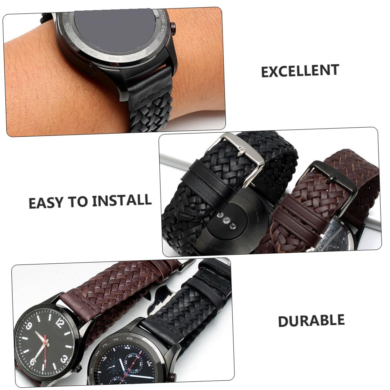 NUOBESTY 1 Pieza Correa Tejida Mano para Smartwatch Banda de Compatible Unisex