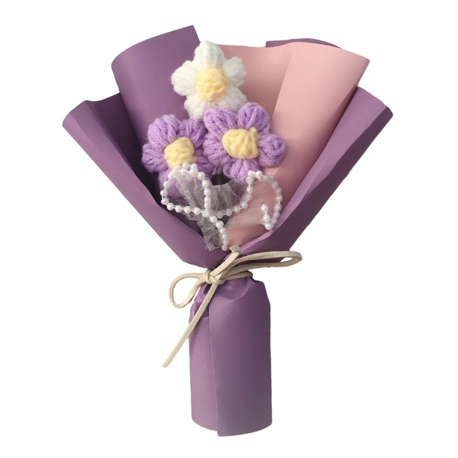 TWISAXC Is Carefully Crafted By Hand To Always Remain Vibrant And Beautiful Beautiful And Realistic Handmade Knitted Bouquet For Special Occasions Artificial, Style C