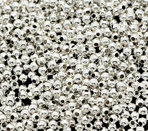 Smooth Polished Finish Metal Spacer Round Beads Tiny Ball Beads for Jewelry Making 3000pcs 2mm Silver