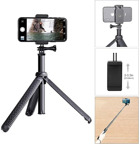 Miniatura 4 de Palillo selfie extensible/empuñadura/monopie/trípode para GoPro Hero 13 12 11 10 9 8 7 6 5 4 3 2 sesión 2018, ACASO, EK5000 EK7000/SJCAM SJ4000