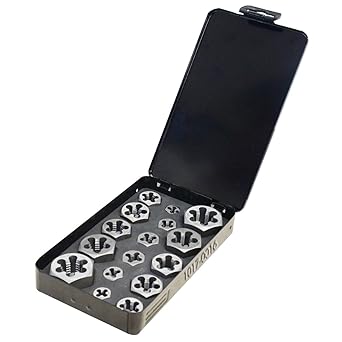 16 PIECE 1/4-3/4 HEXAGON RETHREADING DIE SET (1017-0016)