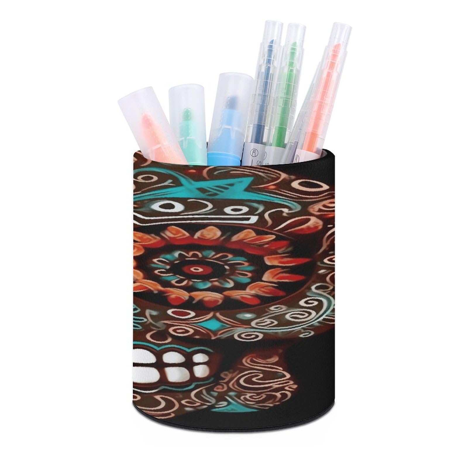 FekiLoot Sugar Skulls Day of The Dead Pen Holder Personalized Desktop Pencil Holders Case Office Accessories Container Box for Round Pen Cup Desktop Organizer Makeup Brush Holder Caddy Storage