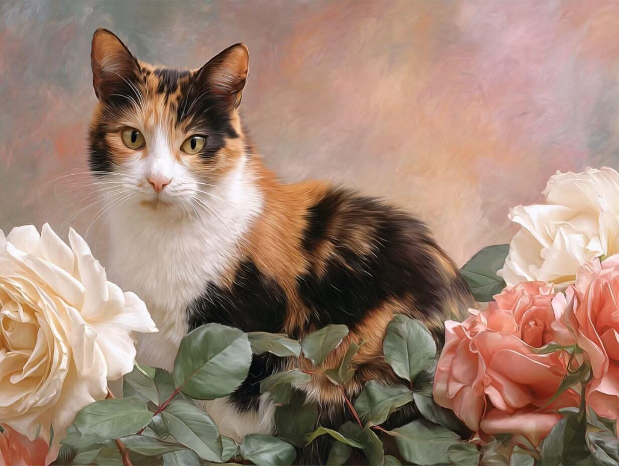 Puzzle pour Adults 4000 Pièces, Rose pour Chats, Jigsaw Bois de YHPGL4-584