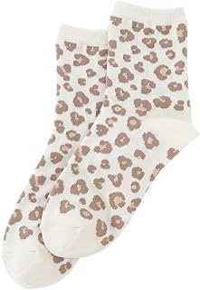 [ハニーズ] 靴下 レオパード柄 綿混 総柄 ガーリー オールシーズン レディース レオパード柄クルー丈ソックス 2701249343