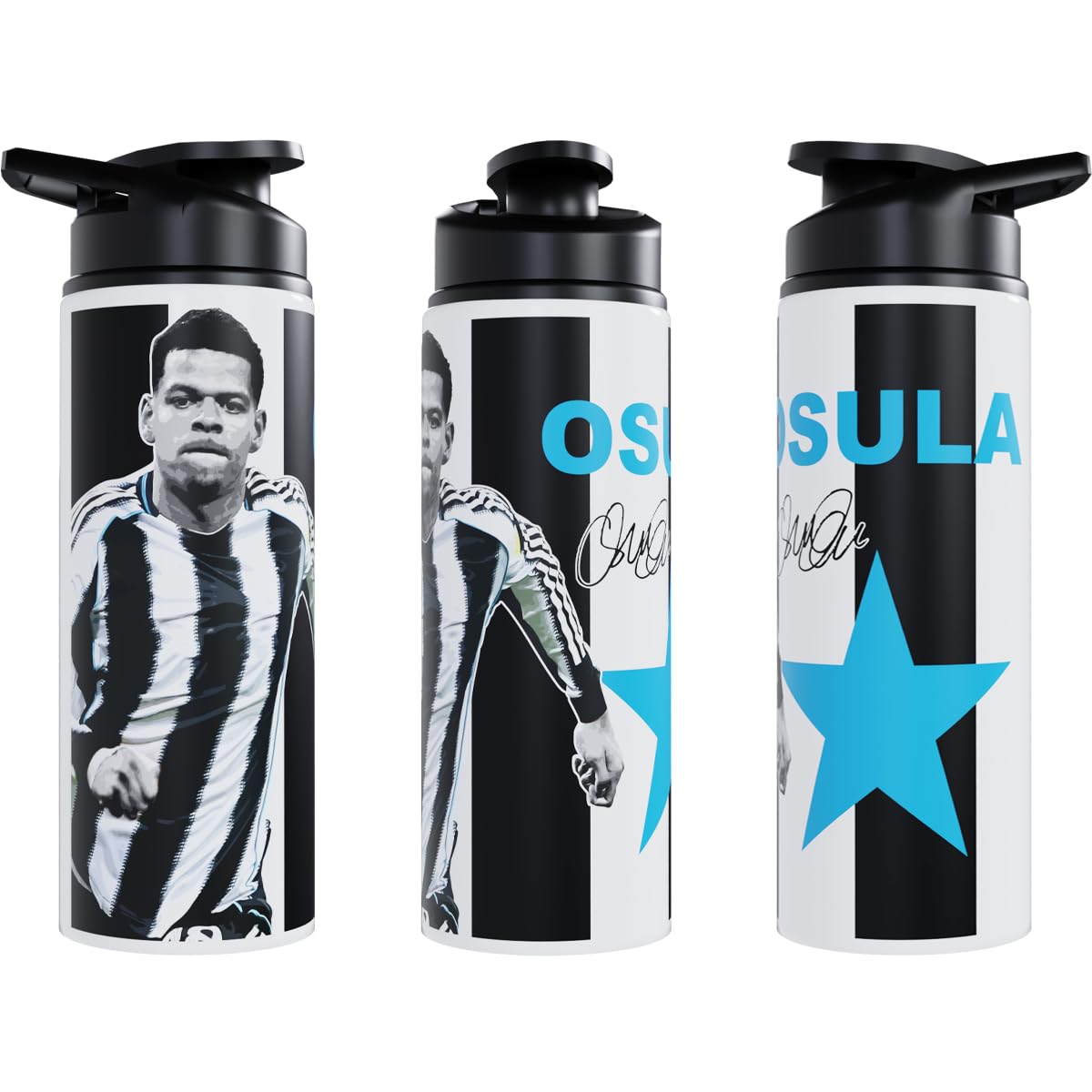 Partisan Newcastle William Osula Water Bottle Aluminium 600 or 750ml – Football Fan Gift (Multicoloured, 750, Millilitres)