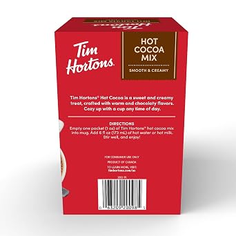 Tim Hortons Hot Cocoa Mix Packets, Smooth & Creamy, 8 Count