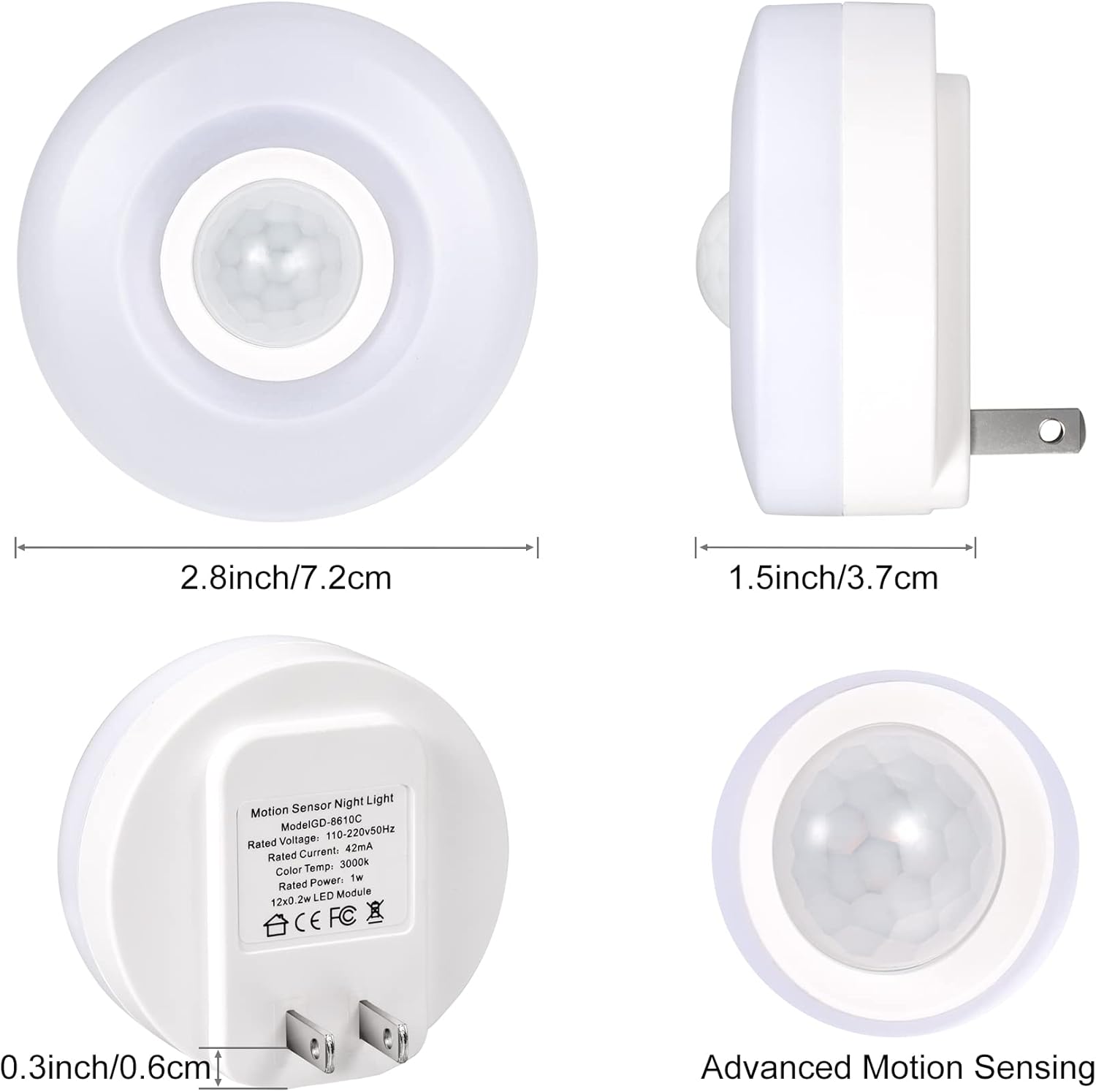 Night Light Plug in, Motion Sensor Night Lights Plug in Wall. 200LM Ultra Bright Soft Warm White nightlights, Smart Movement Sensor, Energy Efficient(Warm White 2Pack) 8
