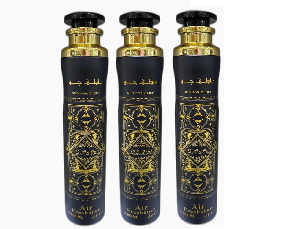 Arabian Air Freshener Bundle (3 x 300ml) Dubai, Luxury Scent, Long Lasting Fragrance (3 x Bade'e Al Oud)