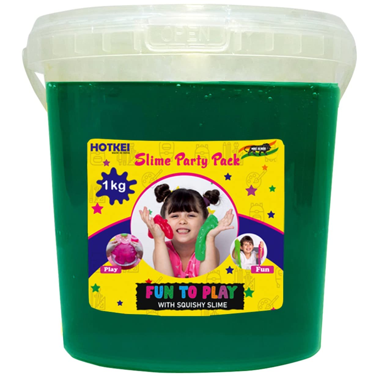 HOTKEI (1 Kg Slime) Green Fruit Scented Big Slimy Slime Gel Jelly Putty Toy Slime Bucket kit Set Toys for Girls Boys Kids Slime