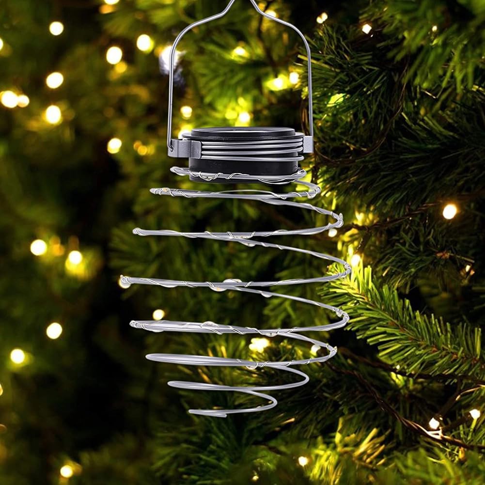4 faroles solares en espiral, luces solares de jardín decorativas para exteriores, luces colgantes impermeables, luz G-Arden para jardín, patio, porche