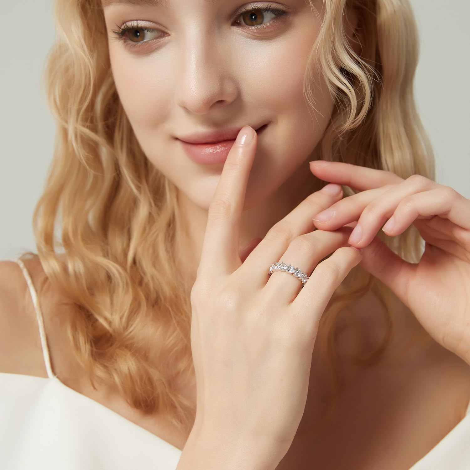 SHINYSO Wedding Band for Women Infinity Heart-Shaped Cubic Zirconia Ring Engagement Stacking Promise Rings for Her Size 4-10 - Image 5