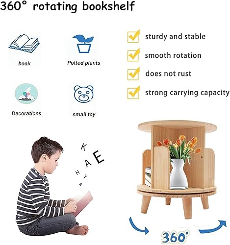 Miniatura 6 de DYRABREST Estantería de pie de 3 niveles con rotación de 360 con exhibición independiente de patas, estantería apilable para sala de estar (3