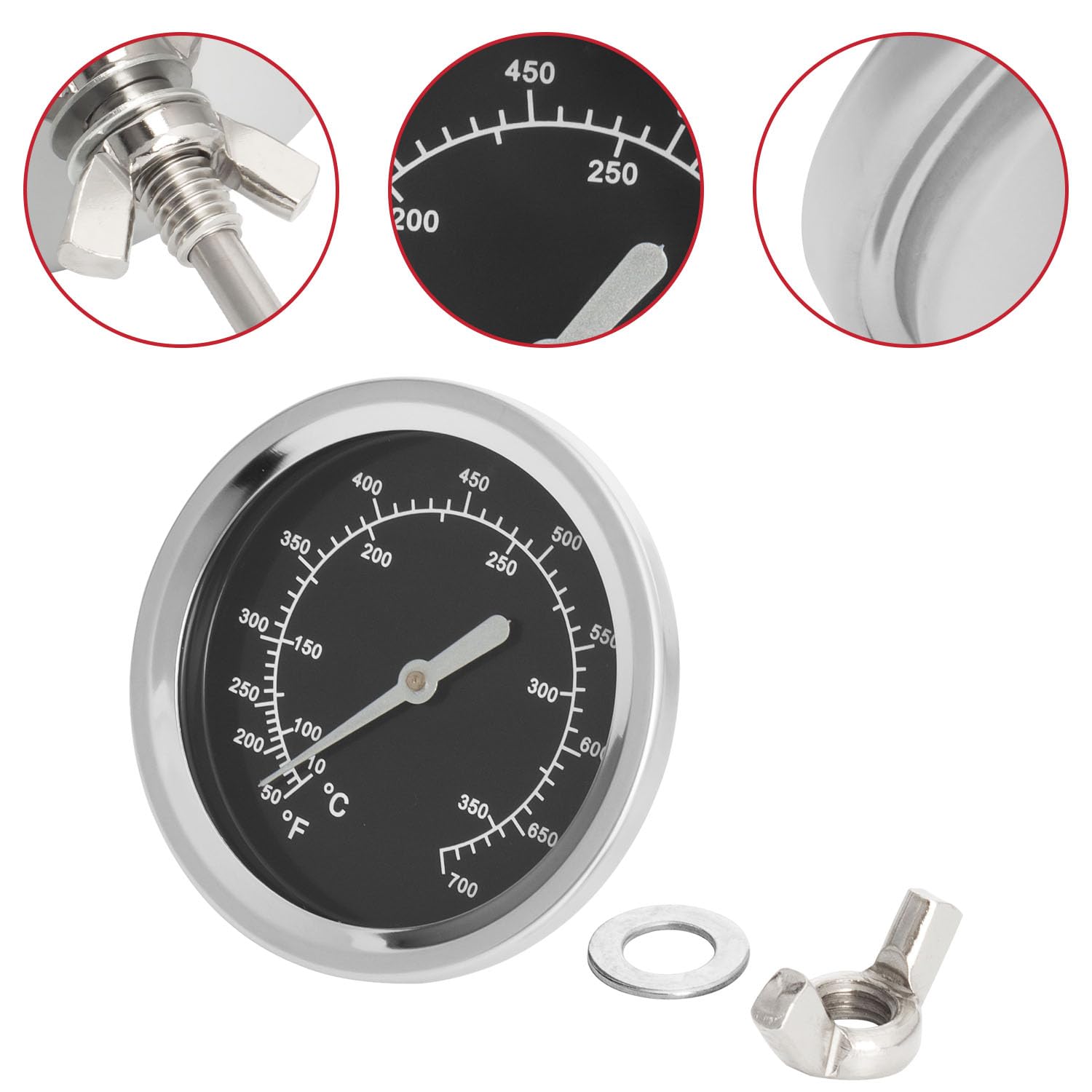 Thermometer for Monument 17842 35633 24367 Grills, 2.67" Temperature Gauge Replacement for Monument Grill