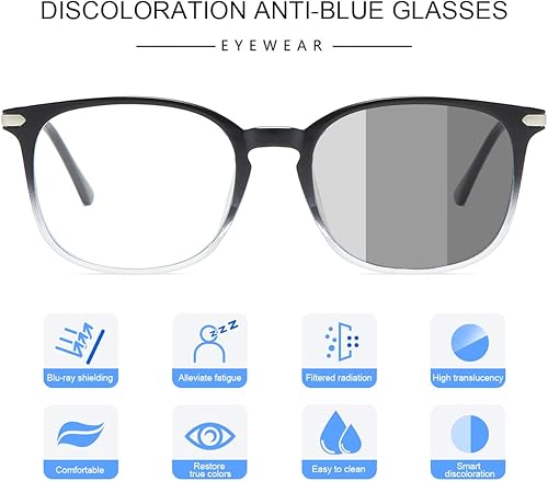 Miniatura 5 de Gafas de sol fotocromáticas con bloqueo de luz azul para mujeres y hombres, marco redondo de ojo de gato, filtro de rayos UV, gafas para juegos de