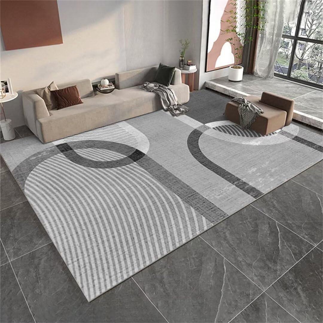 Tapis antidérapant à poils courts gris lavable 100x160cm