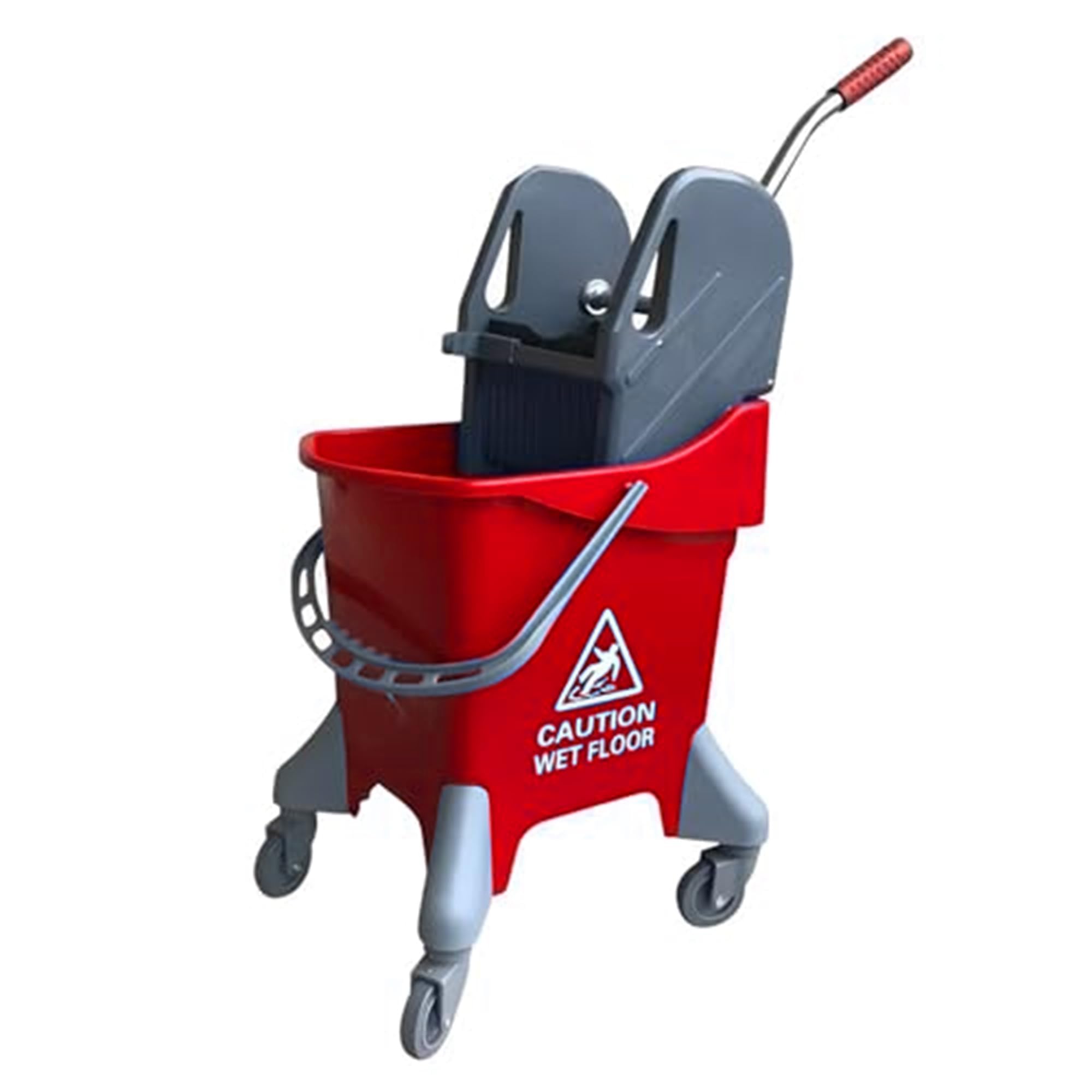Yellow Kentucky Wringer 31L - Cubo para fregona con ruedas, limpieza comercial (rojo)