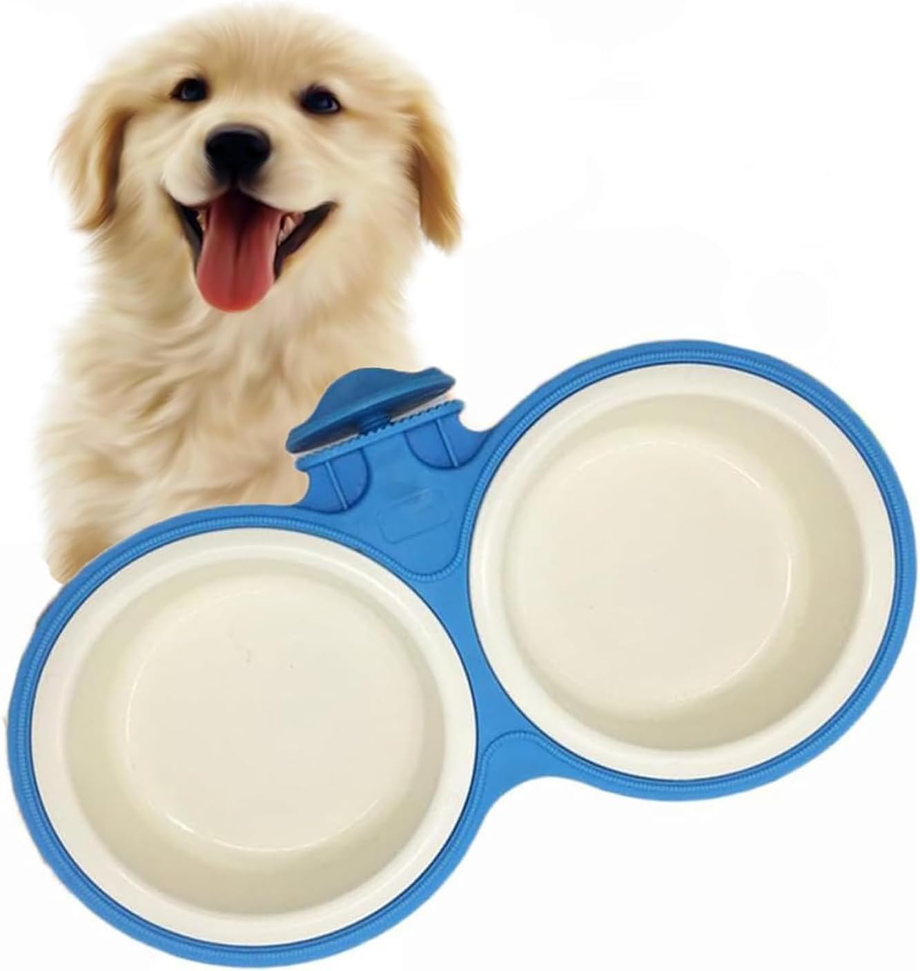 Pet Durable Bowl Cage Bowl, Pet Food Water Removable Bowls with Bolt Holder Hanging Cage Coop Cup Non-Skid Feeder Set Double Diners Portable for