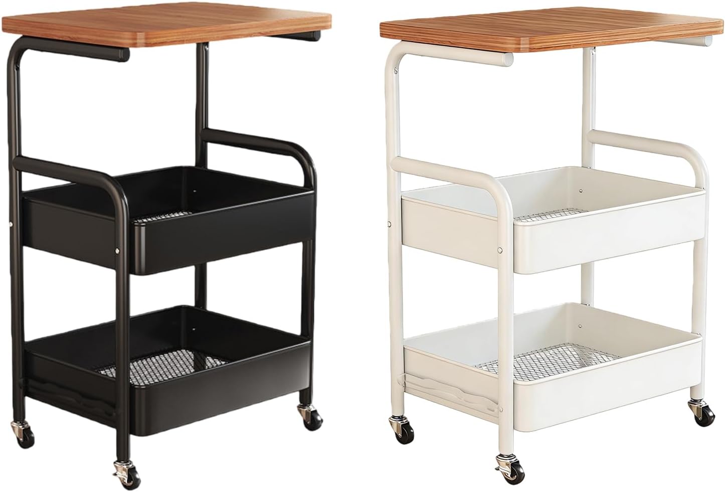 3 Tiered Metal Rolling Storage Cart with Lockable for Kitchen Bathroom Home Organization and Space Saving Thin Rolling Cart