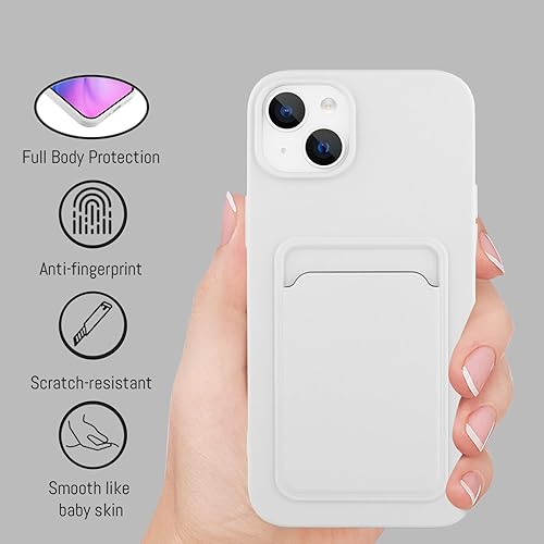 Miniatura 5 de MZELQ Funda de silicona compatible con iPhone 15 2023, funda protectora de cámara para tarjeta+protector de pantalla, funda con ranura para