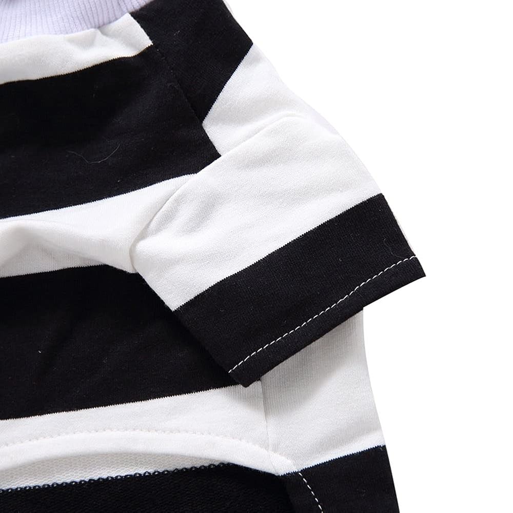 Halloween Fancy Prisoners Dogs Cats Warm Costumes with Hat for Teddy, Pug, Chihuahua, Shih Tzu, Yorkshire Terriers, Papillon D-Black/White M view 6