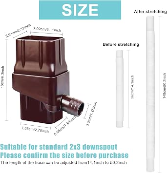 Rainwater Harvesting System, Gutter Downspout Diverter Fits for 2x3 Standard Downspout Rainwater Collection System with Adjustable Valve, Diverts Water into Rain Barrel