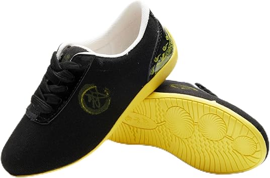 Martial Arts Shoes Taekwondo Boxing Karate Training Shoes Canvas Non Slip Lightweight Men Women Tai chi Kong Fu ShoesSize4326.5cm,ColorBlack